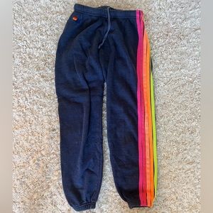 5 stripe aviator nation sweatpants (heather navy neon)